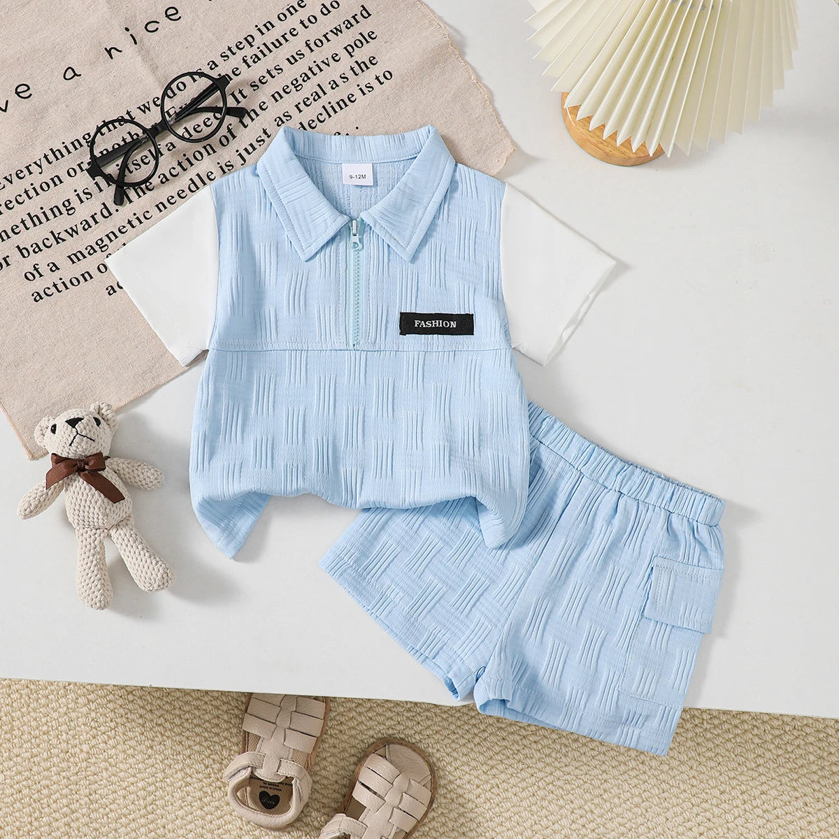 Summer Baby boy Set lapel Blue Striped Top and Shorts 2-piece Set for  Handsome 0-3 Year old Baby boy Casual Set Baby Clothing