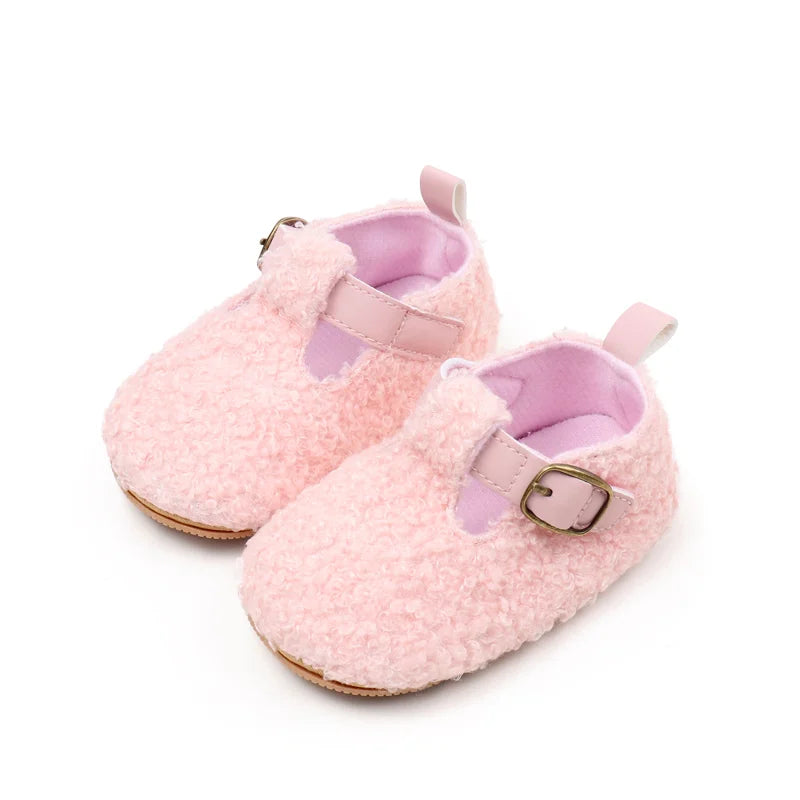 Winter Cute Baby Girl Boy Velvet Cotton Shoes Warm Plush Comfortable TPR Sole Anti Slip Solid High Quality Walking Shoes BMB4005