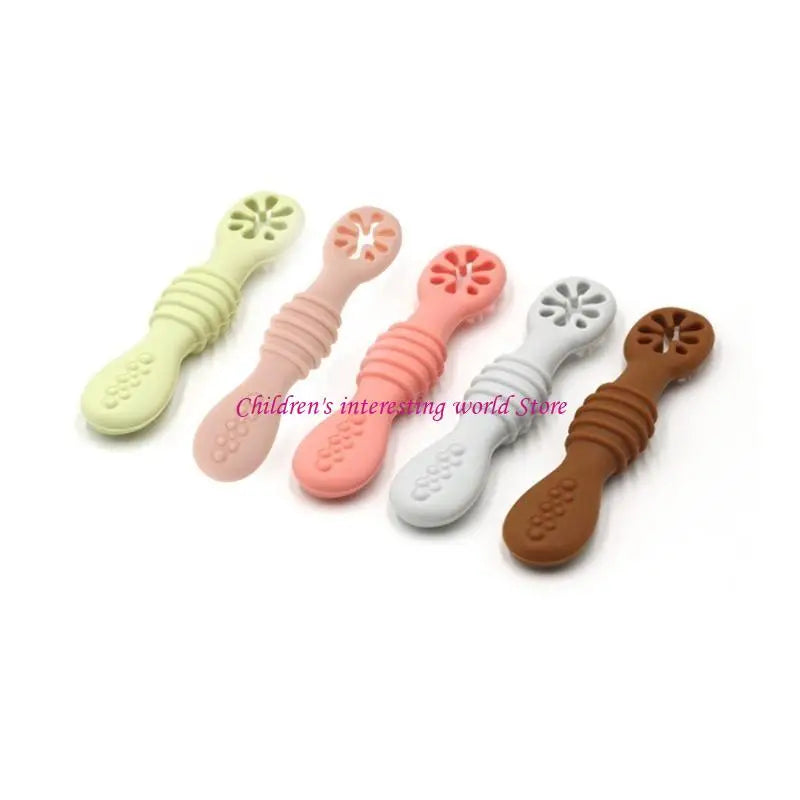 Baby-Led Weaning Silicone Spoon Learning Feeding Training Utensils Newborn Toddler Tableware 425F