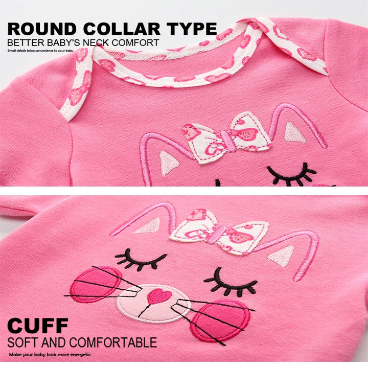 3 Pcs/Lot Catoon Cute Baby Girl Bodysuits 100%Cotton Soft Newborn Oneises Summer Infant Clothes