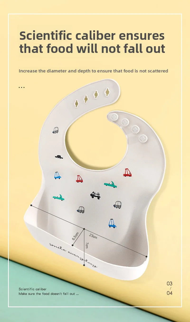 Maternal and Infant Products Baby Bib Waterproof Children's Silicone Bib, Baby Saliva Rice Pocket Leave-in Summer