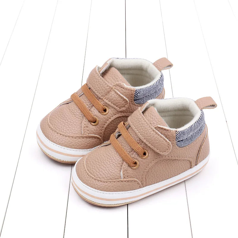 2025 Baby Sneaker Spring and Autumn Style High Quality PU and TPR Sole Newborn Toddler Prewalk Shoes Outdoor Water Proof BNB3093