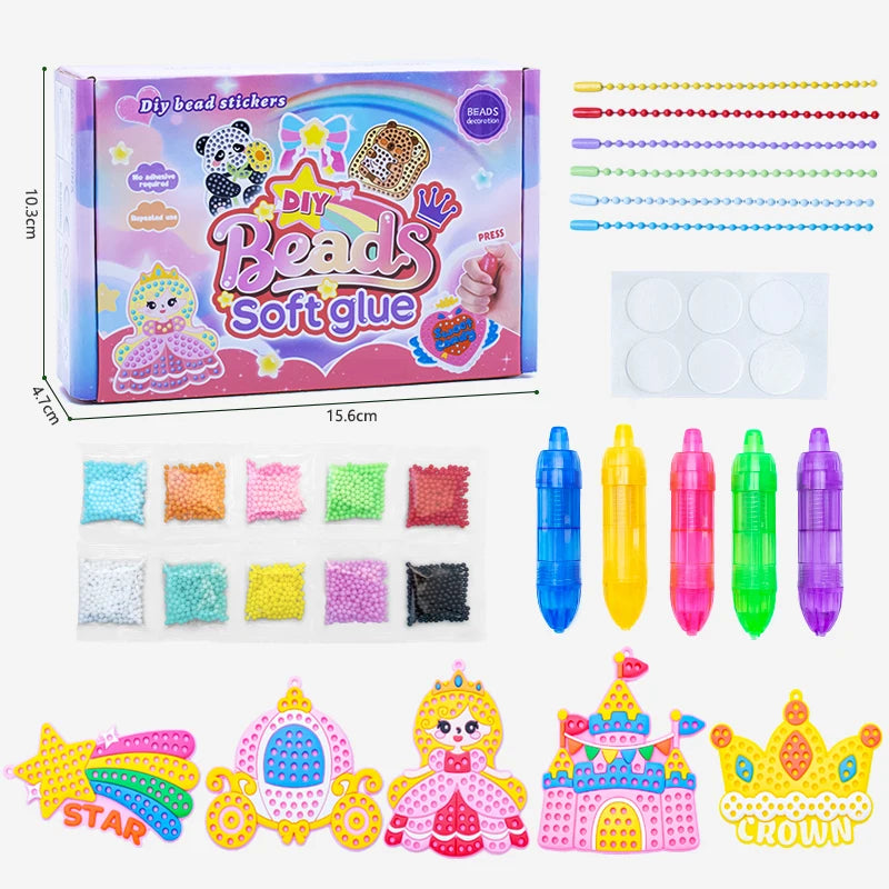 Handmade Set Beads Pen DIY Girls Toys Creative ballpoint pen painting Princess Rainbow Christmas Pattern Girl Gifts Toy for Kids