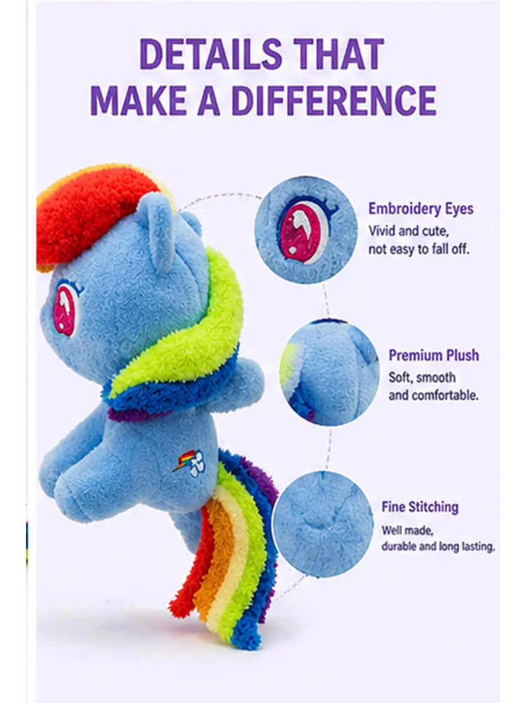 My Little Pony Plush Toy 28cm Cute Pony Stuffed Doll Soft Huggable Rainbow Pinkie Pie Birthday Gift Collection