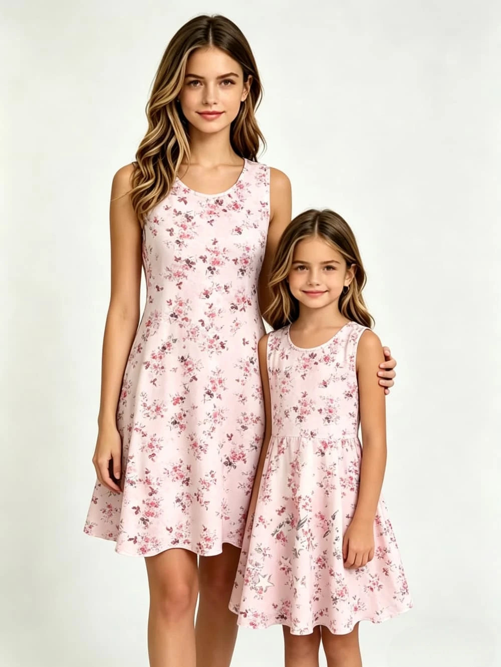 Women's Sleeveless Dress Bohemian-Style Print Casual Beach Parent-Child Outfit Loose Round-Neck Ethnic Rustic Style Girl Clothes