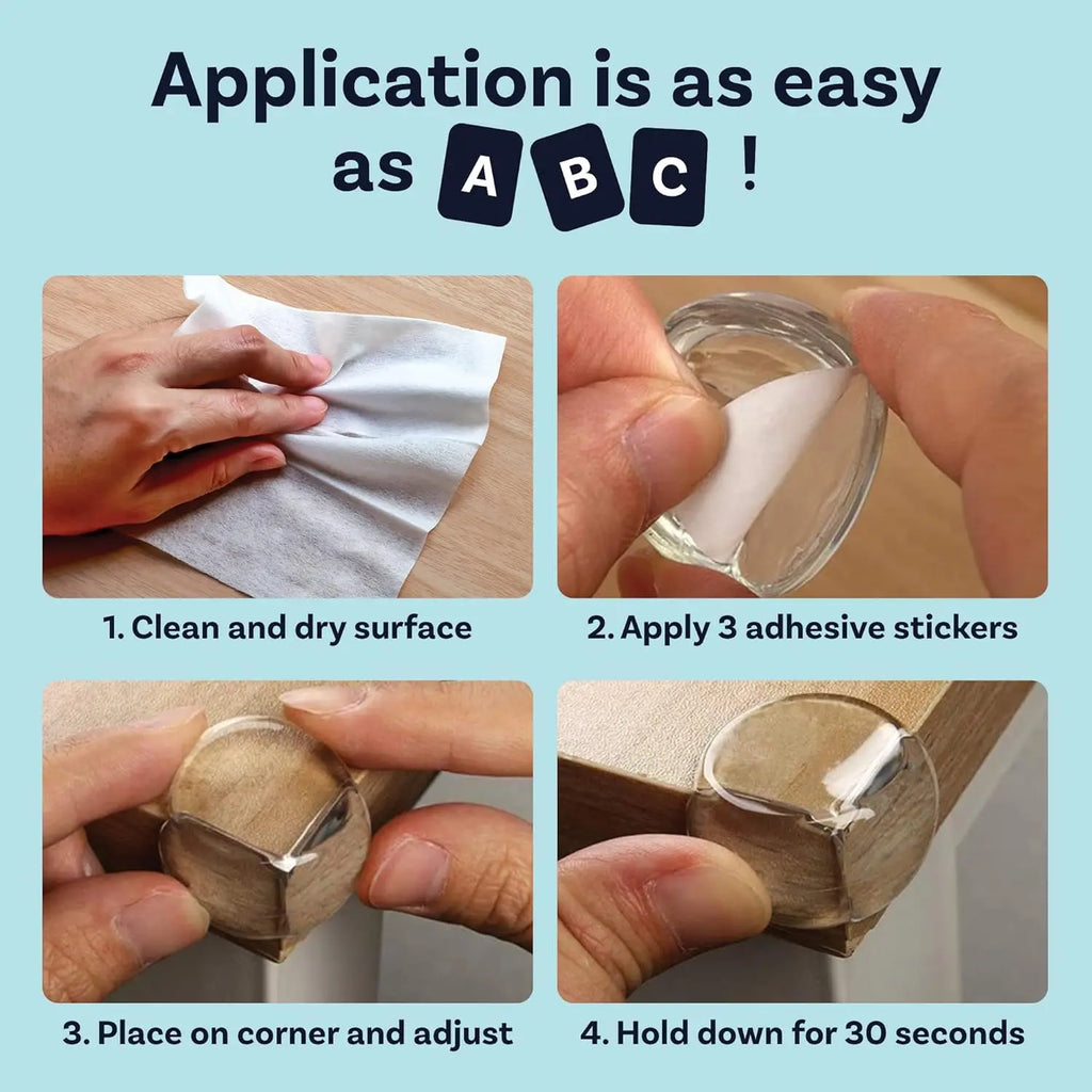 Transparent Corner Guards & Edge Safety Bumpers - Clear Baby Proofing Protectors for Wood, Metal, Glass Tables (12 Pcs)