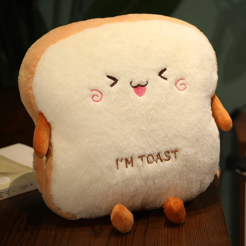1pc 35cm Plush Bread Pillow Cute Simulation Food Toast Soft Doll Warm Hand Cushion Home Decoration Kids Toys Birthday Gift