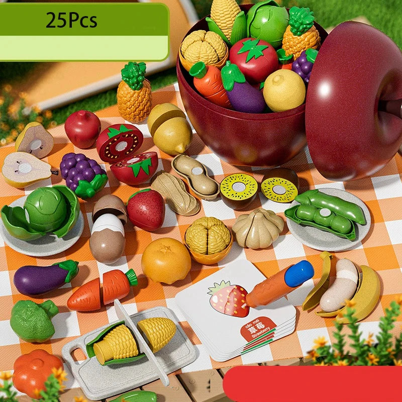 Montessori Chechele Educational Toy Gift Box Paste Simulation Durian Grapefruit Cherry