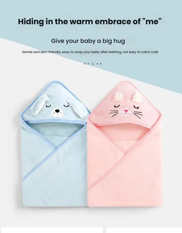 Personalized Baby Bath Towel with Name – Cartoon Animal Hooded Soft Towel