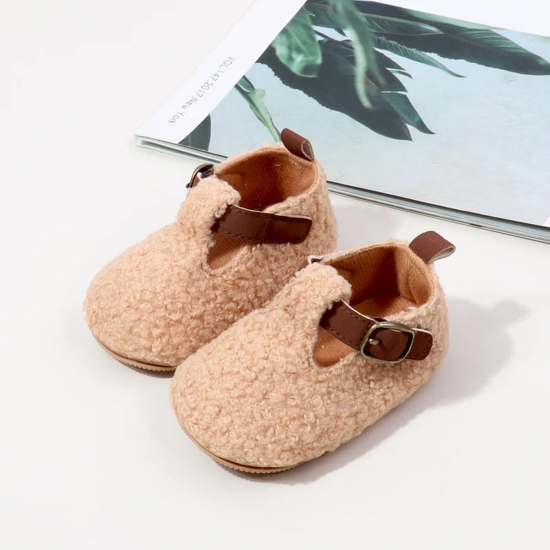 Winter Cute Baby Girl Boy Velvet Cotton Shoes Warm Plush Comfortable TPR Sole Anti Slip Solid High Quality Walking Shoes BMB4005