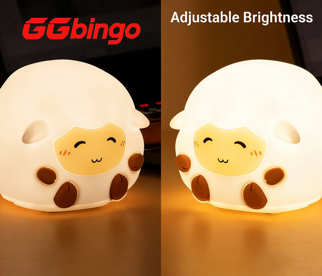Cute Silicone Sheep Patting LED Night Light USB Rechargeable Dimmable Eye-Friendly Lamp for Kids Bedroom Decor Birthday Gift