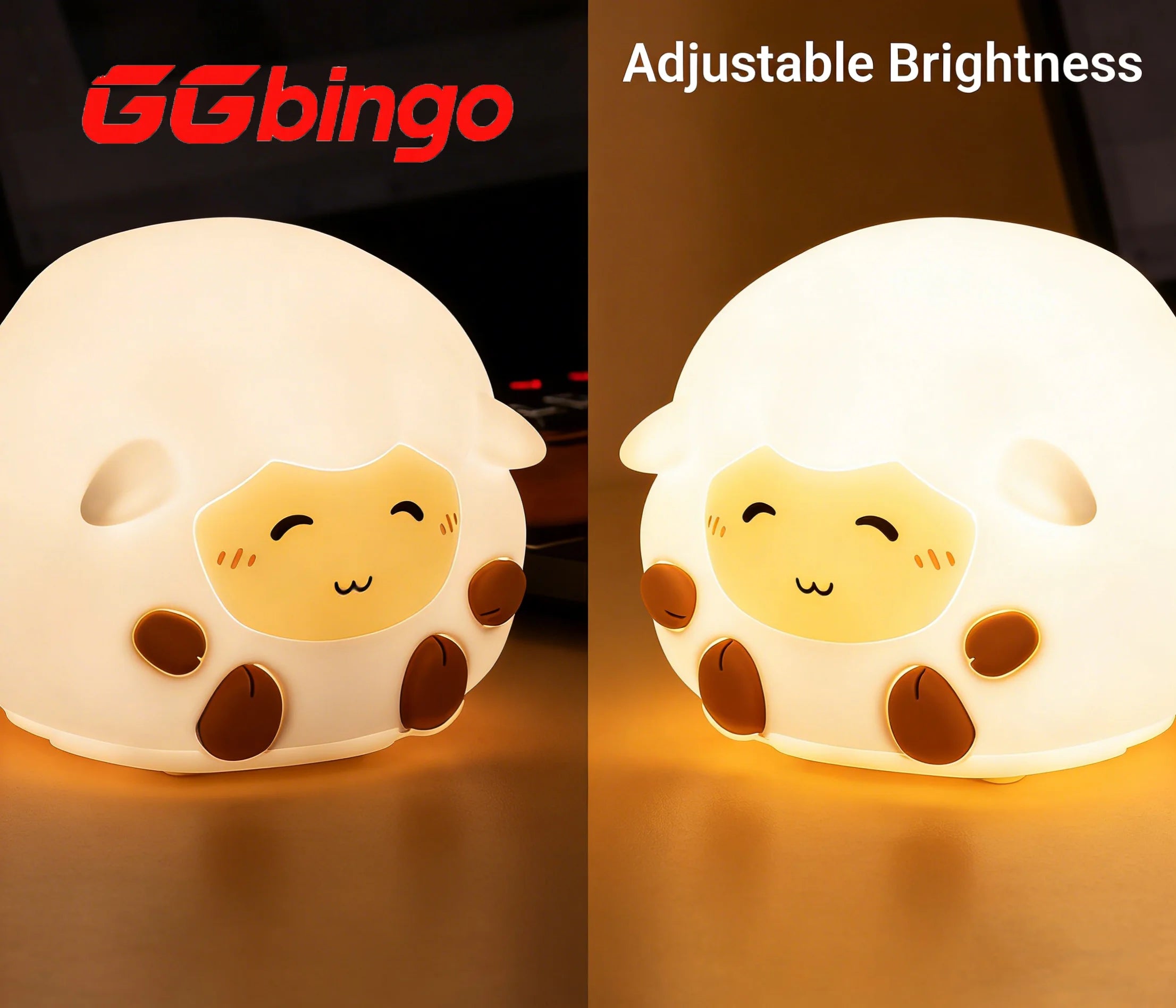 Cute Silicone Sheep Patting LED Night Light USB Rechargeable Dimmable Eye-Friendly Lamp for Kids Bedroom Decor Birthday Gift