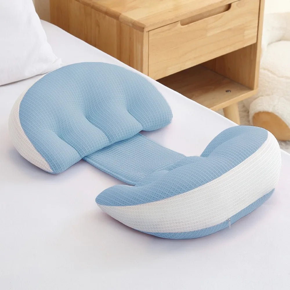 Maternity U Shaped Pillow For Abdominal Support 64x36cm Adjustable Size Soft Cotton Cover