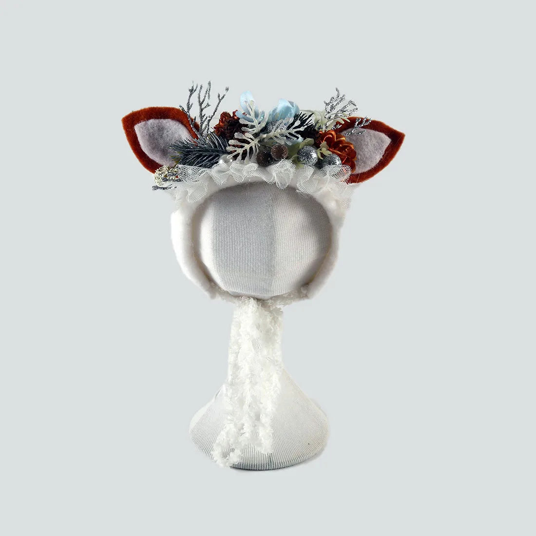 Newborn Wool Felt Deer Bonnet Girl Baby Flower Hat Newborn Photography Props Boy Baby Reindeer Hat Photo Shoot