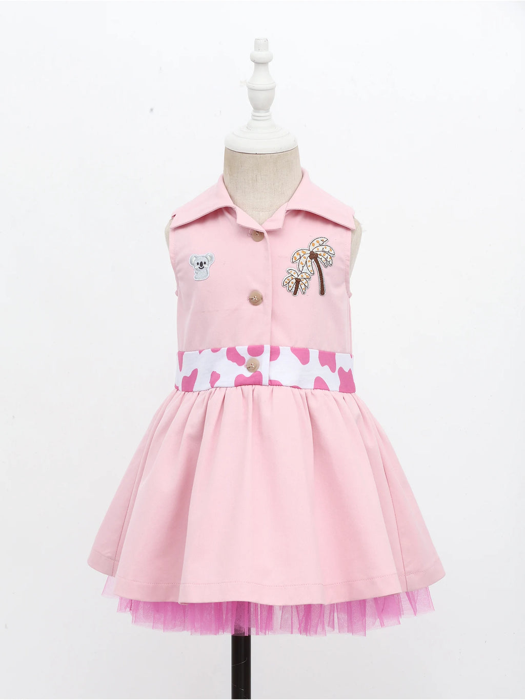 Toddler Baby Girls Zookeeper Suit Sleeveless Cute Animal Embroidery Tulle Dress Birthday Party Cake Smash Zoo Keeper Outfits