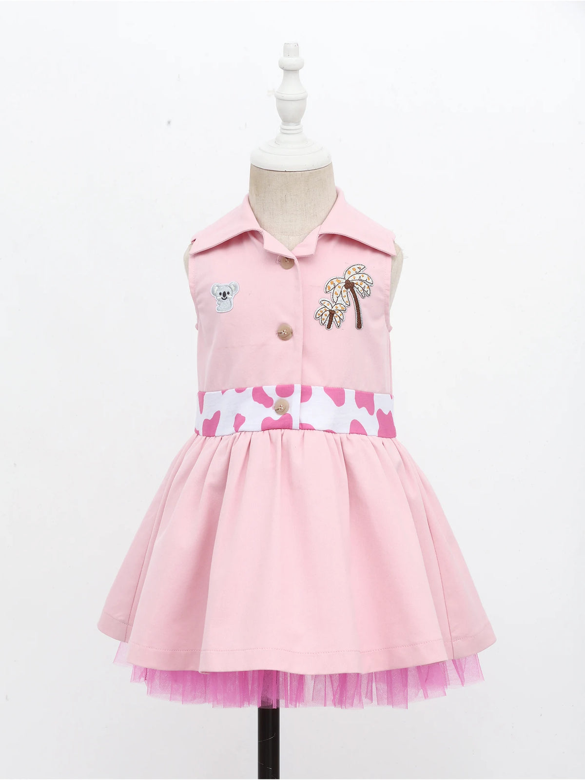 Toddler Baby Girls Zookeeper Suit Sleeveless Cute Animal Embroidery Tulle Dress Birthday Party Cake Smash Zoo Keeper Outfits