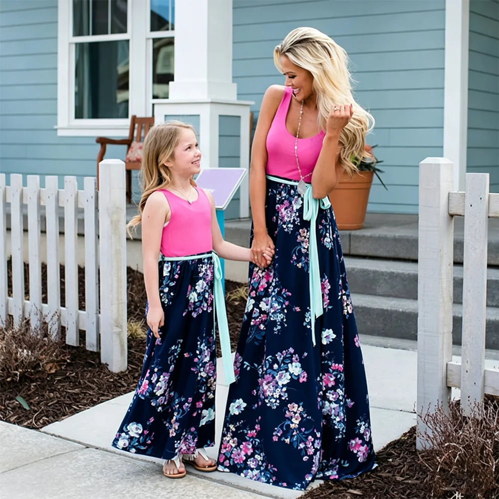 Summer Dress Women Casual Family Matching Outfits Mother Daughter Dress Girl Robe Boho Dresses Children's Clothing Vestidos
