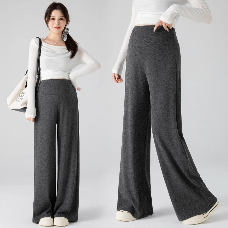 Pregnant Woman Maternity Straight Knitted Trousers With Adjustable Waist 2026 Autumn