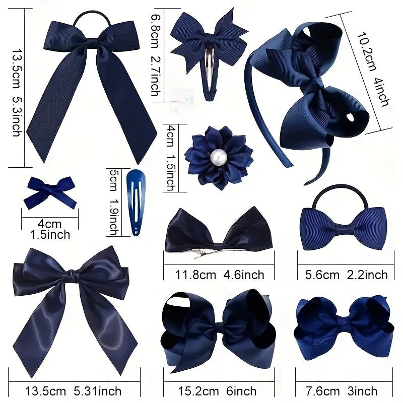 49Pcs Large Bow Ribbon Hair Clip Barrettes for GirlsPonytail Back To School Season Headband Hairpins College Style Headwear