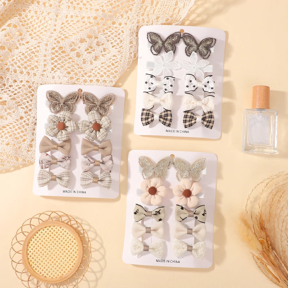 10Pcs/set Children's Flower Hair Clips Trendy Adorable Headwear Hair Decorations for Girls Cute Hairpins Hair Accessories