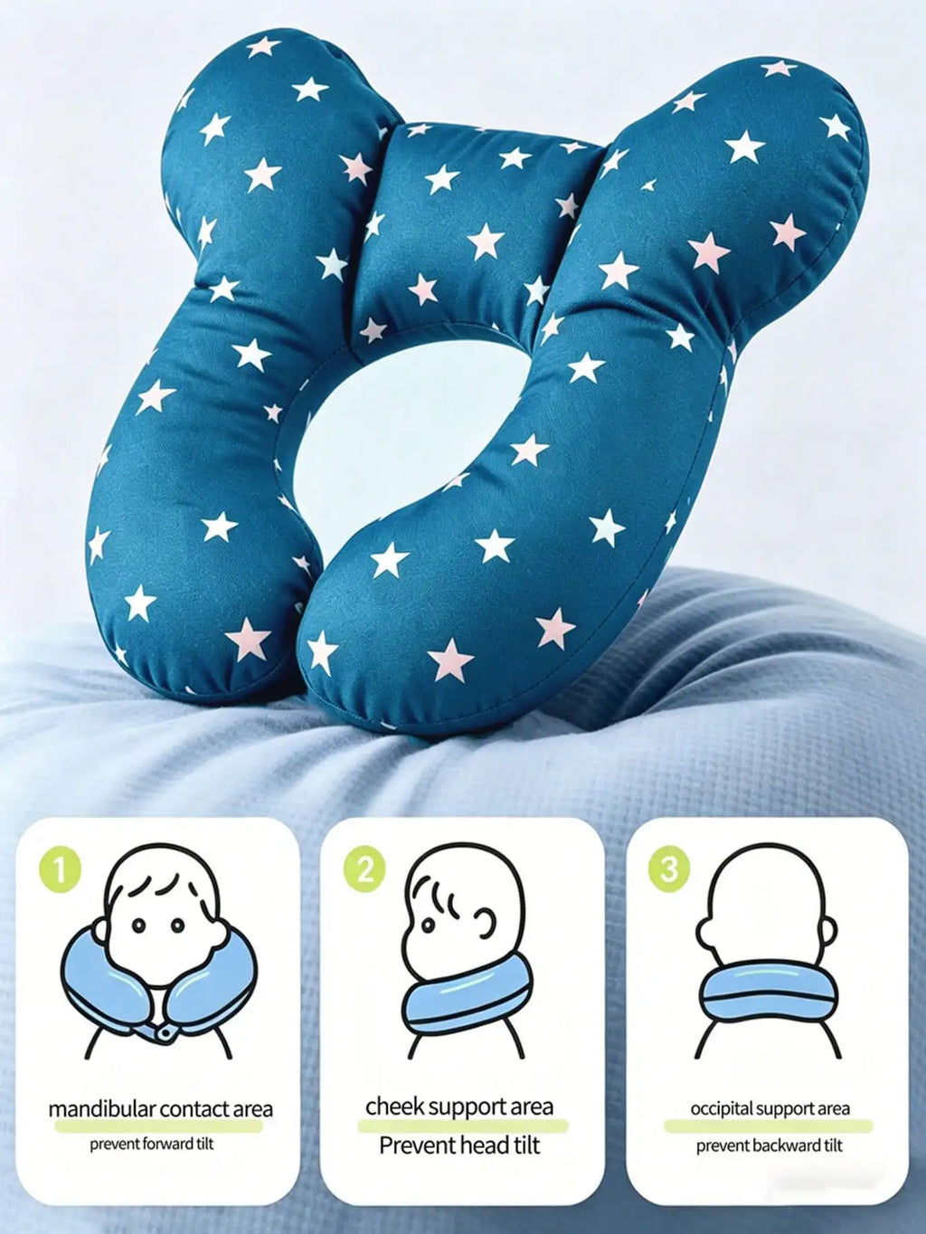1Pc Baby U-Shaped Pillow, Infant Travel Neck Pillow, Soft-Breathable-Cute Cartoon Pattern, Soft Baby Head Support Cushion, Suitable for Car Seats, Strollers, and Travel