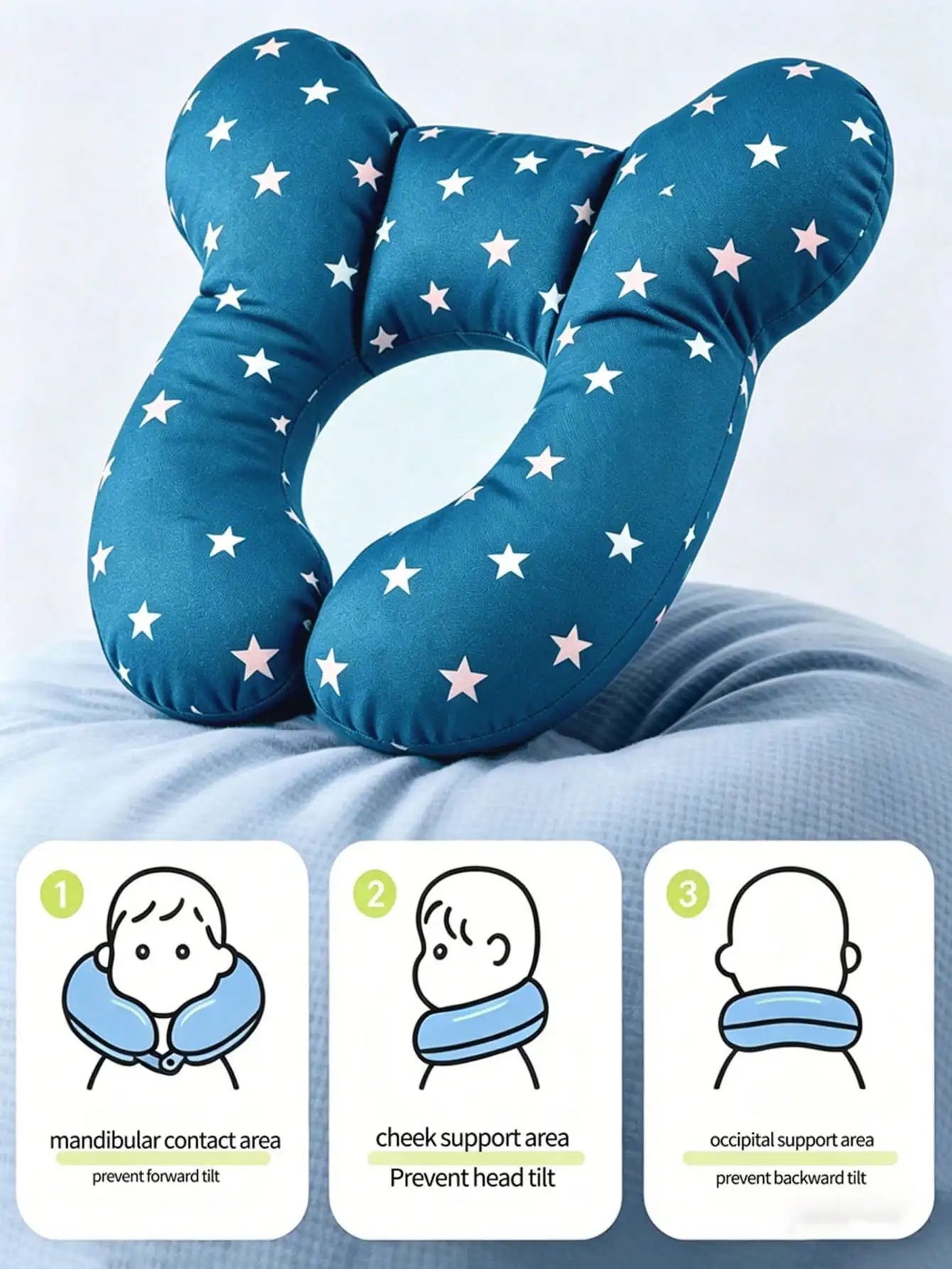 1Pc Baby U-Shaped Pillow, Infant Travel Neck Pillow, Soft-Breathable-Cute Cartoon Pattern, Soft Baby Head Support Cushion, Suitable for Car Seats, Strollers, and Travel