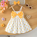 2Pcs/ Baby girl Dress Big Bow Polka Bot Suspender Summer Dress 0-3 Year old Baby Girl Vacation Casual Dress