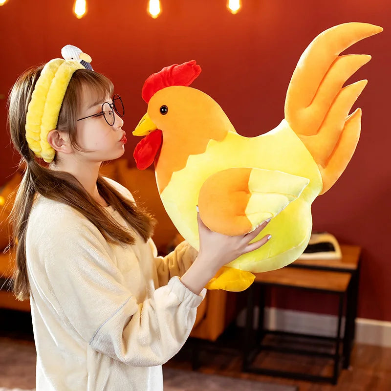 Nice 1pc Simulation Cock Plush Toys Stuffed Soft Chicken Dolls Animal Poultry Pillow Funny Home Cushion Decor Birthday Gift