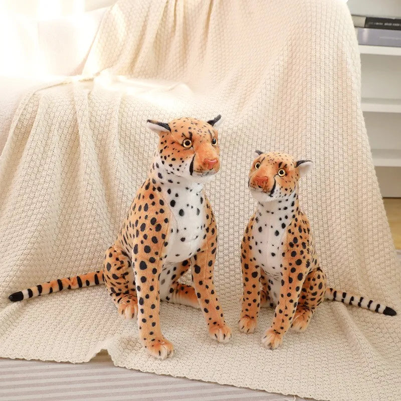 Hot Lifelike Plush Leopard Cheetah Toy Full Stuffed Forest Animal Peluche Doll Room Decor Christmas Holiday Gifts For Boys