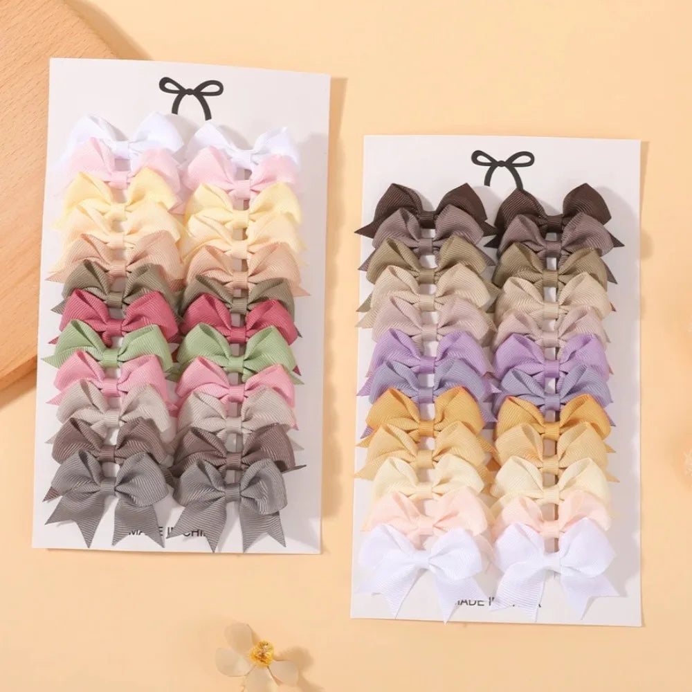 24Pcs 2-inch Hair Bows Clips for Girls Classic Ribbon Bowbot Pigtail Hairgrip Kids Hair Accessories Children's Headwear