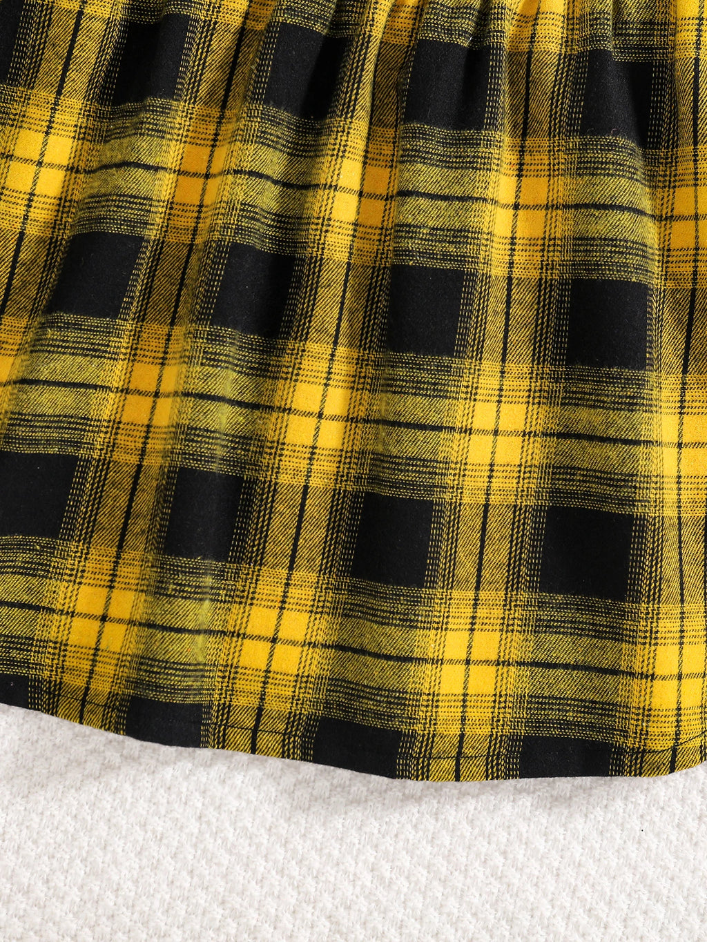 Girls Fashion Casual 2-Piece Set Black Lapel Long-Sleeved Letter Print Shirt Plaid Skirt Spring Autumn New