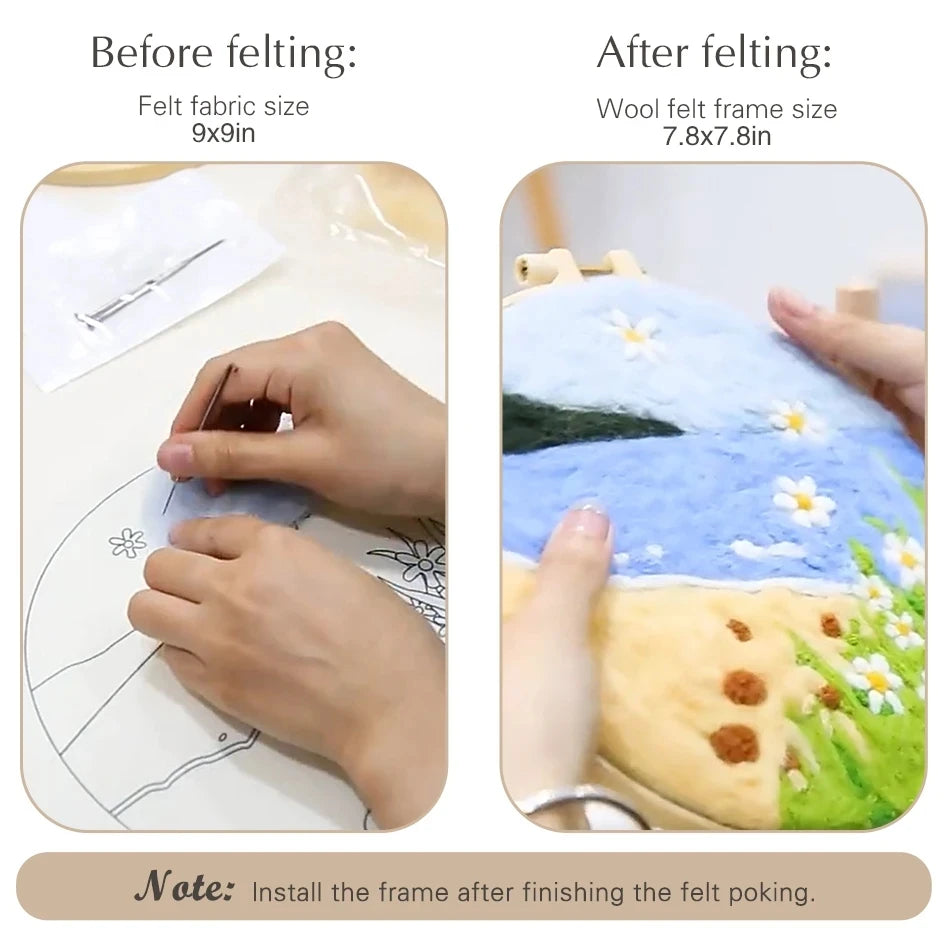 GATYZTORY DIY Wool Painting Kit With Frame Felting Needles Handmade Picture Kit Hot Air Balloon For Home Decors Crafts Gift
