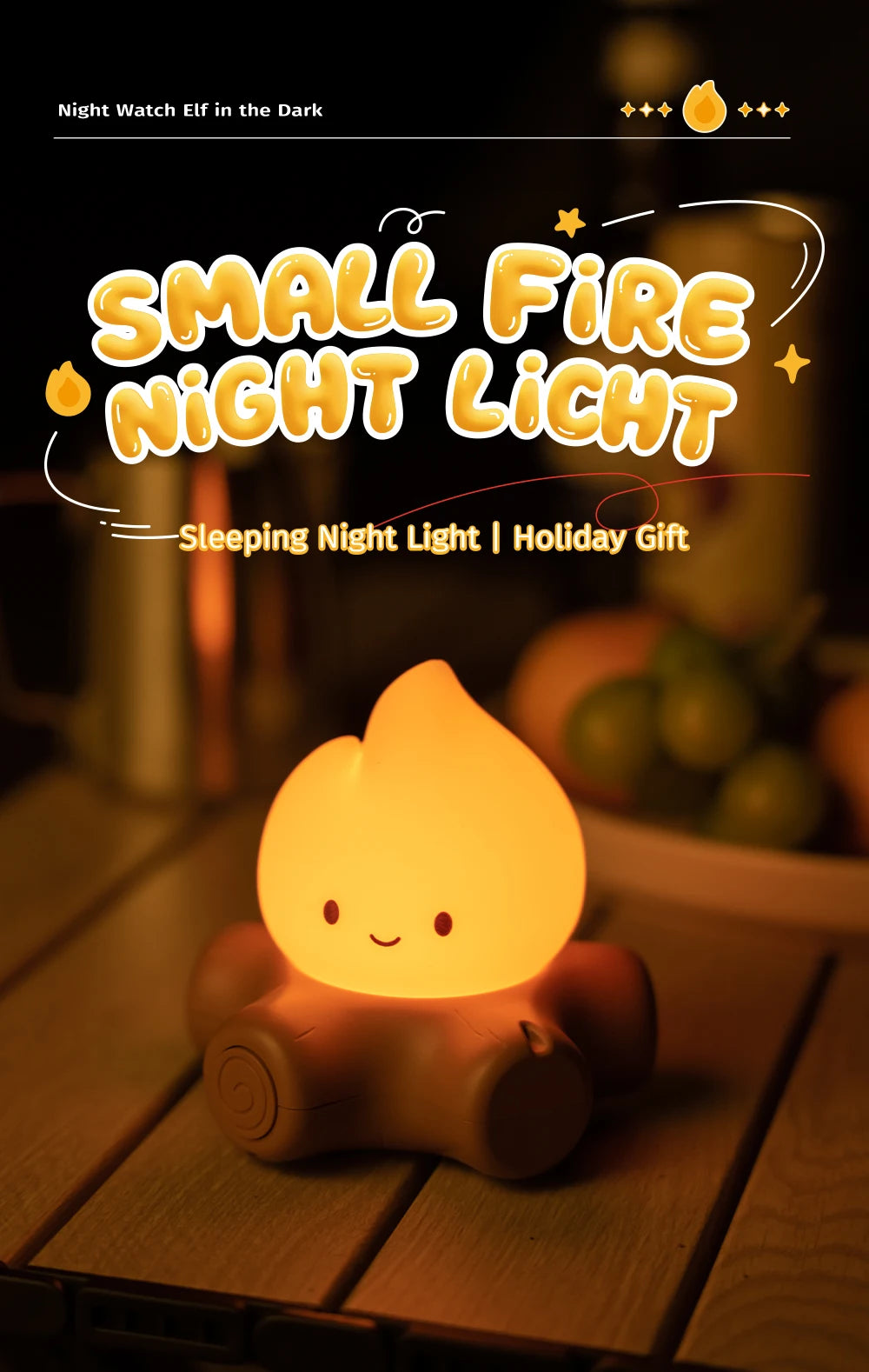 Campfire Night Lights With White Noise Creative Room Decoration Atmosphere LED Light Desk Lamp For Kids Christmas Birthday Gifts