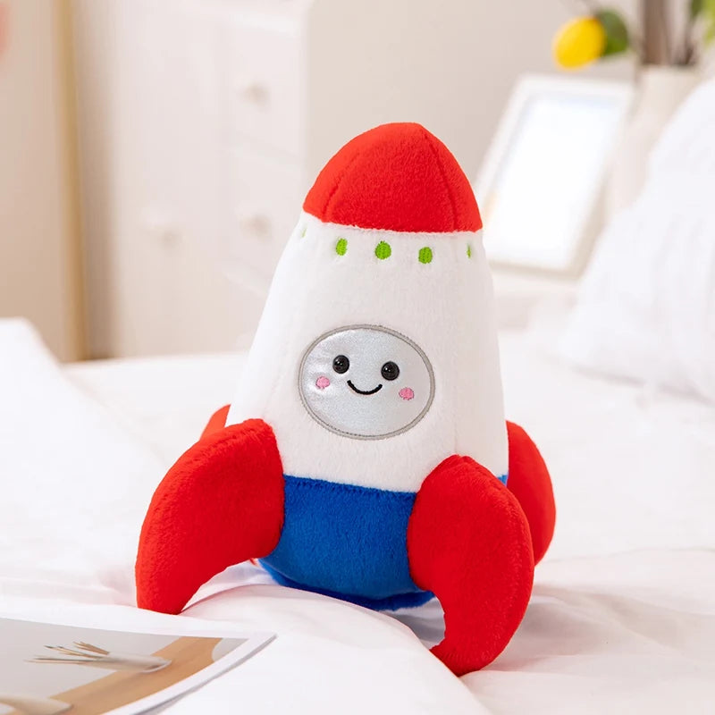 Hot 18/27cm Plush Rocket Toy Stuffed Spaceship Soft Throw Pillow for Kids Educational Birthday Gift Space Discovery Decor