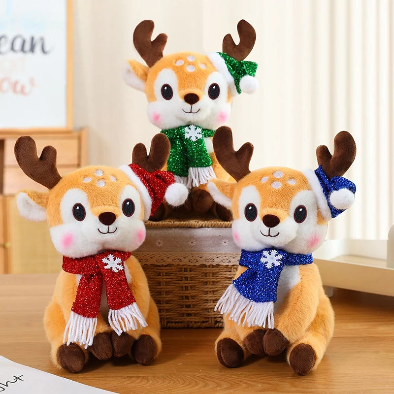 Latest Christmas Scarf, Deer Doll Pillow, Kawaii Stuffed Plush Toy Doll, Cartoon Anime, Cute Children's Birthday Gift, Fun Doll