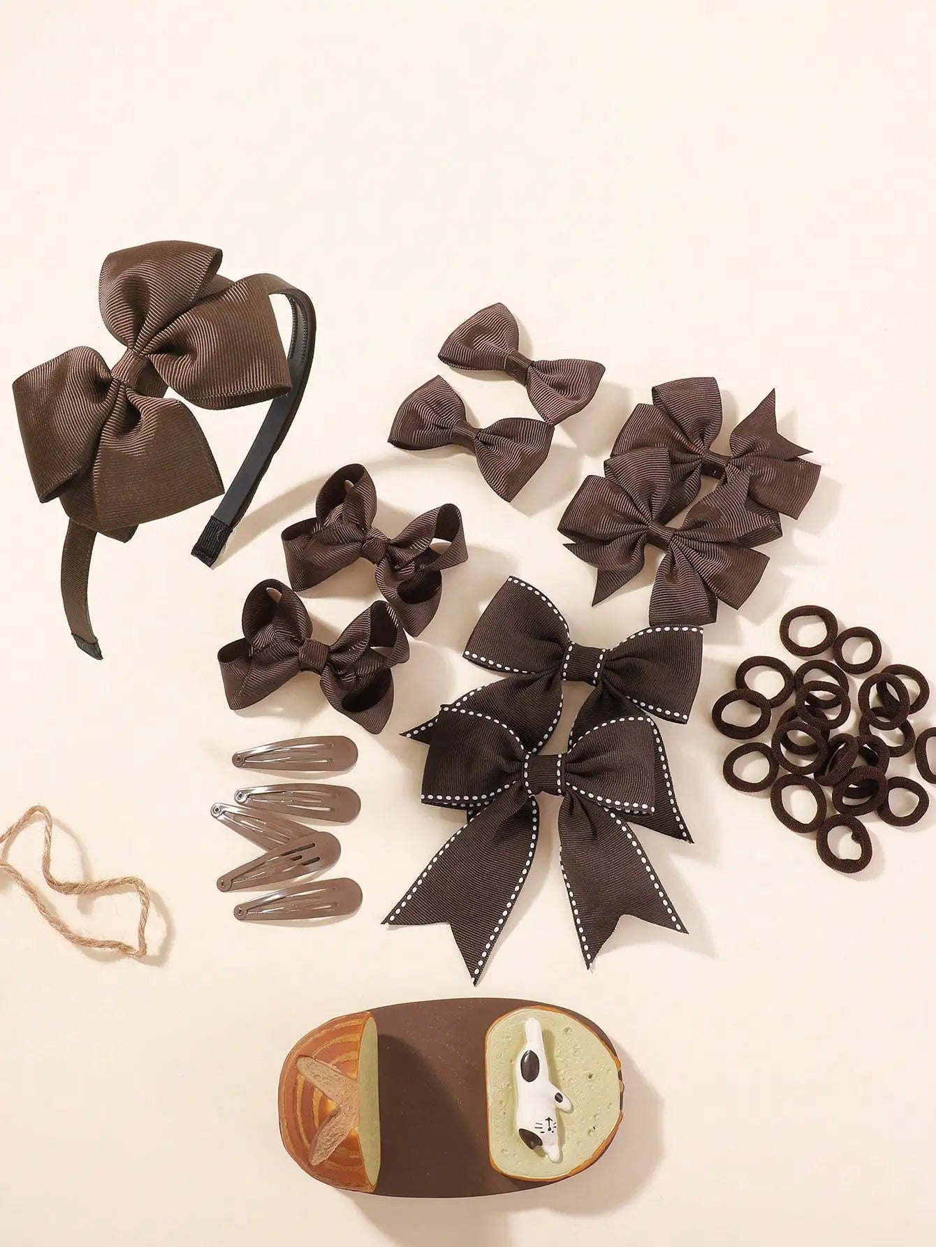 34Pcs Navy Blue Bow Hair Accessories Set for Girls Kids Hair Clips Headbands Elastic Hair Ties School Uniform Hair Styling Tools