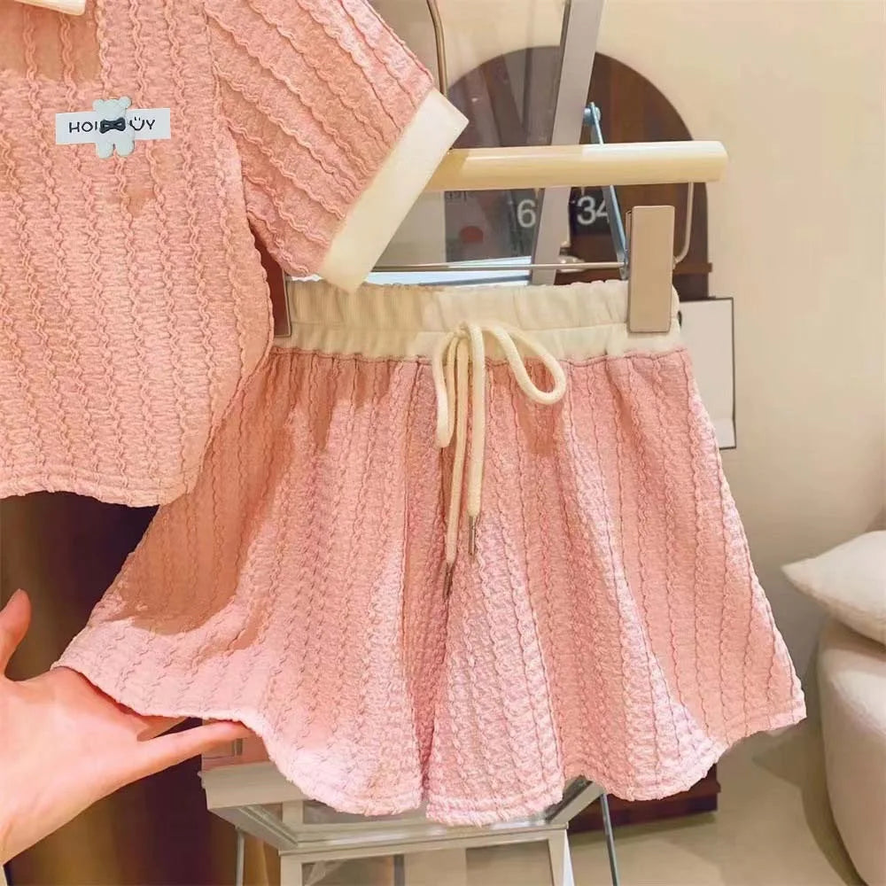 1Set Summer Baby Girls Clothes Kids Cute Sweet Casual Short Sleeve Top+Short Pant Outfit Sets Children Comforts Sportswear