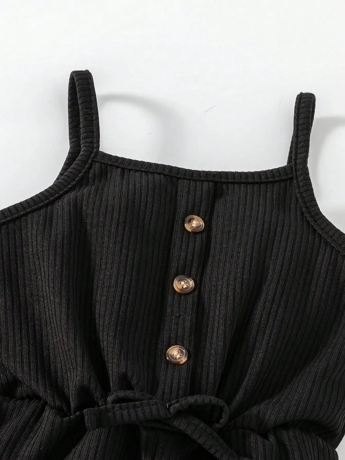 2pcs Girls Casual Summer Button up Heart-Shaped Camisole Jumpsuit Set Two Colors Suitable for Outdoor Travel