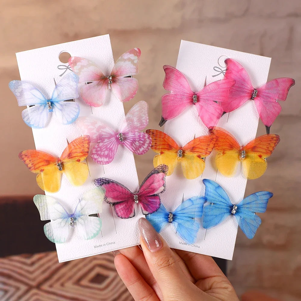 6Pcs/set Sweet Butterfly Hairpins for Girls Do Not Hurt Hair Super Nice Boutique Hairclips Womens Fashion Hair Accessories