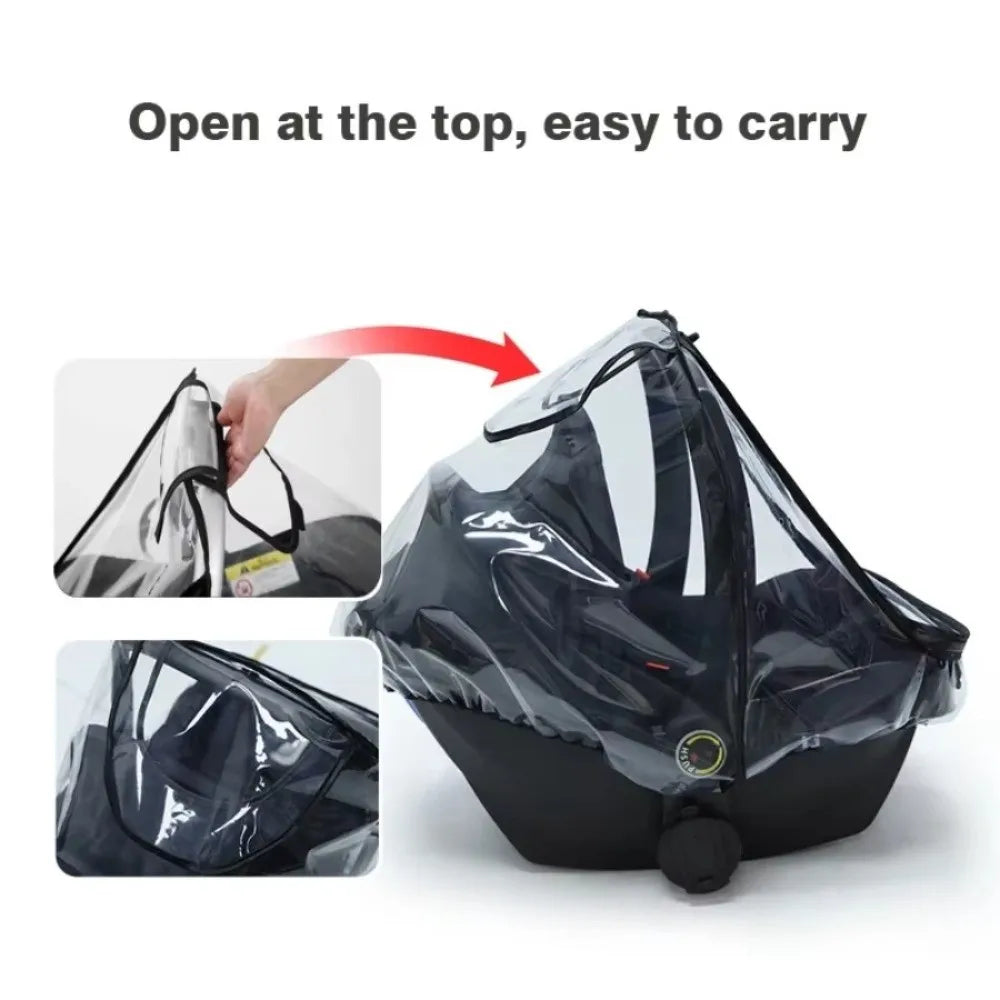 Transparent EVA Baby Safety Seat Rain Cover Double Zipper Windproof Newborn Basket Rain Cover Full Coverage Waterproof
