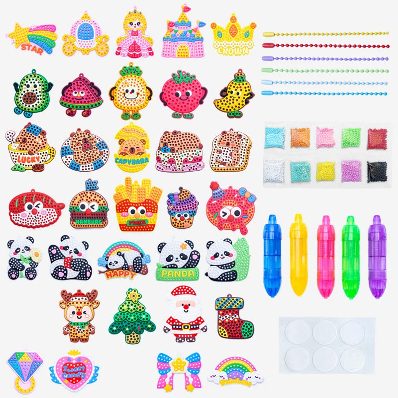 Handmade Set Beads Pen DIY Girls Toys Creative ballpoint pen painting Princess Rainbow Christmas Pattern Girl Gifts Toy for Kids