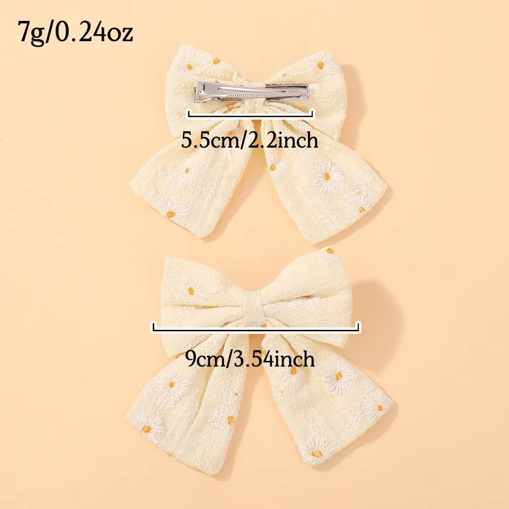 10Pcs Fresh Flower Print Cotton Baby Bows Hair Clips for Girls Bowknot Hairpins Barrettes Headwear Hair Accessories