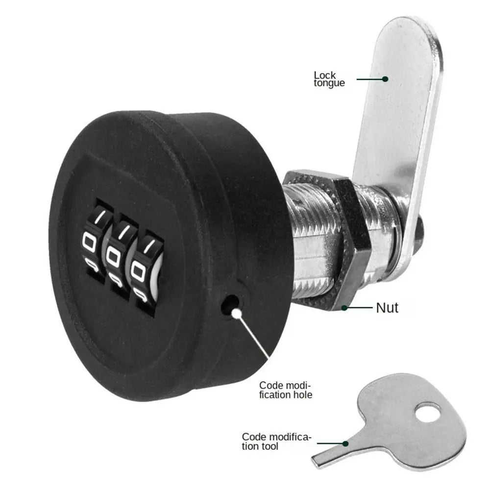 Drawer Password Lock 20/30mm Thread Length Cupboard Mailbox 3 Digital Combination Lock Anti-theft Security Furniture Hardware