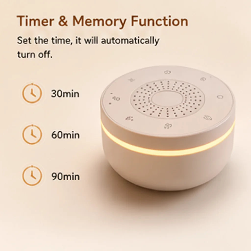 Portable Baby White Noise With 1000mAh 30 Soothing Sounds 5 Colors Night Lights And Timer Baby Sleep Soother For Stroller & Crib