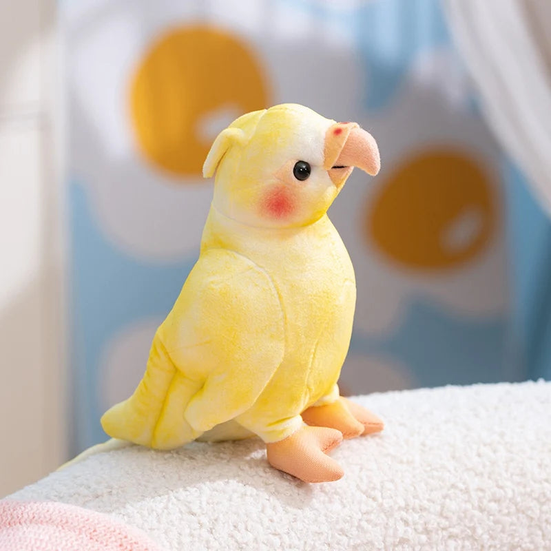 Hot 17cm Kawaii Small Yellow Parrot Plush Toy Dolls Imitation Soft Cartoon Bird Stuffed Christmas Home Decor Parrot Plush Toys