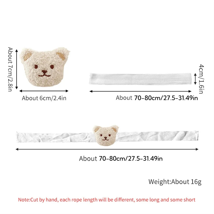 2Pc Ins Korean Style Embroidered Bear Head Baby Nursery Decoration Curtain Tieback Mosquito Net Tie Rope