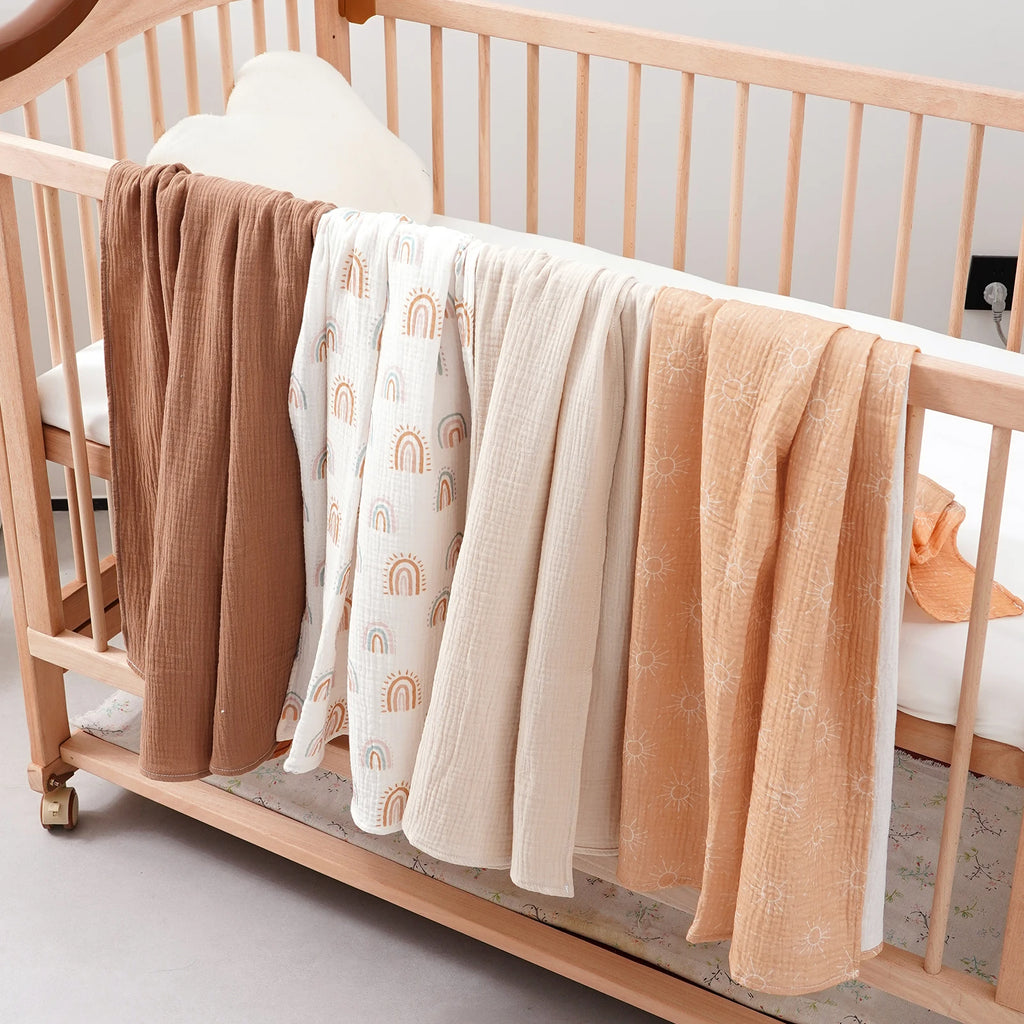 Elinfant 4PCS 100% Cotton Baby Swaddle Blankets Soft Cozy Swaddle Wrap Newborn Receiving Blankets Bedding Nursery Essentials