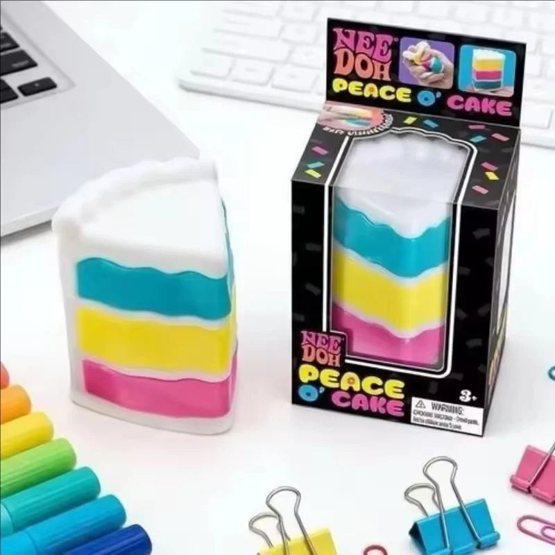 Needoh Peace O' Cake Slice Stress Squeeze Toy TPR Soft Squishy Fidget Gadget Mood Soothing Sensory Toy For Office Decompression