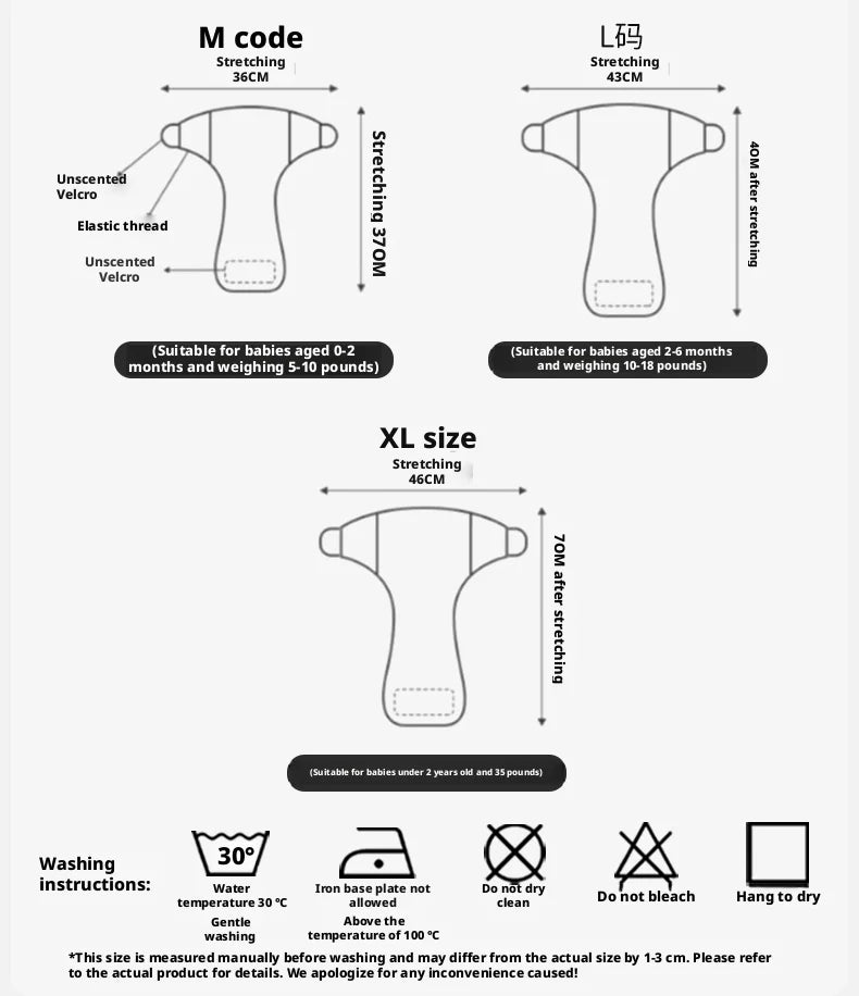 OUYUN Reusable Baby Cloth Diaper Pants 2pcs Cotton Gauze Breathable Nappy Cover Newborn M L XL