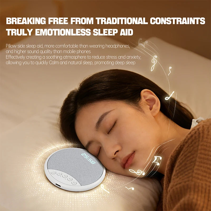 Lenovo Pillow Speaker HiFi Sleep Sound Machine White Noise Bluetooth 5.4 Speaker Digital Alarm Clock Timer Long Battery Life